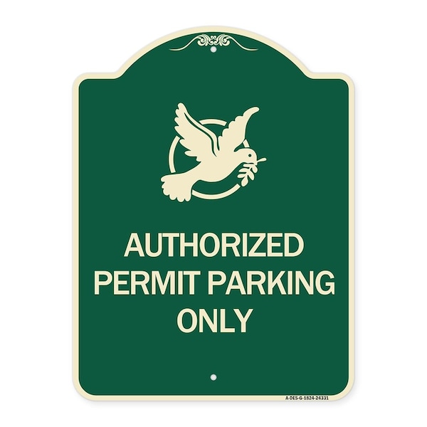 Authorized Church Parking W/ Graphic Heavy-Gauge Aluminum Sign, 24" x 18", G-1824-24331